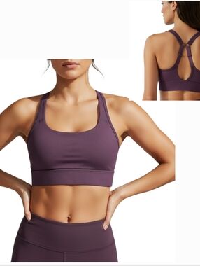 Anko Active Sports Bra Size 8 Plum Purple Medium Support Adjustable Racerback